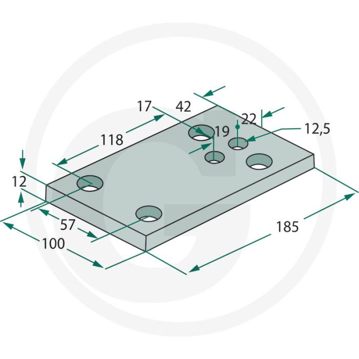 Plaat 150 x 10 x 100 mm - dikte 12 mm