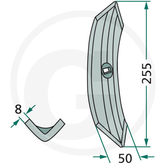 Beitel 255 x 50 x 8 mm - werkbreedte 50 mm