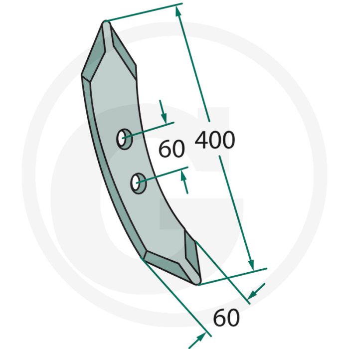 Beitel 400x60x20 mm met m12 din 608 bouten