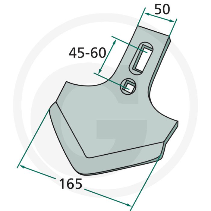 Beitel radius: 235 - werkbreedte 165mm