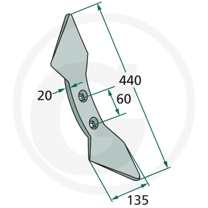 Tweezijdige beitel - werkbreedte 135mm