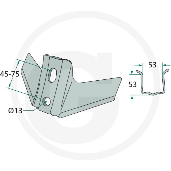 Vleugelschaar - werkbreedte 300mm, gatafstand 45-75mm