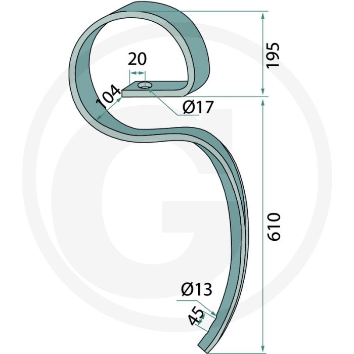 Dent vibrante "mammut" sans burin - dimensions : 80 x 12 mm