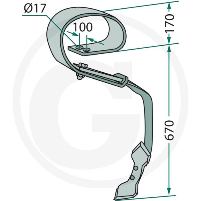 Tand compleet met beitel - beitelbreedte: 110 mm Tand compleet met beitel - beitelbreedte: 110 mm