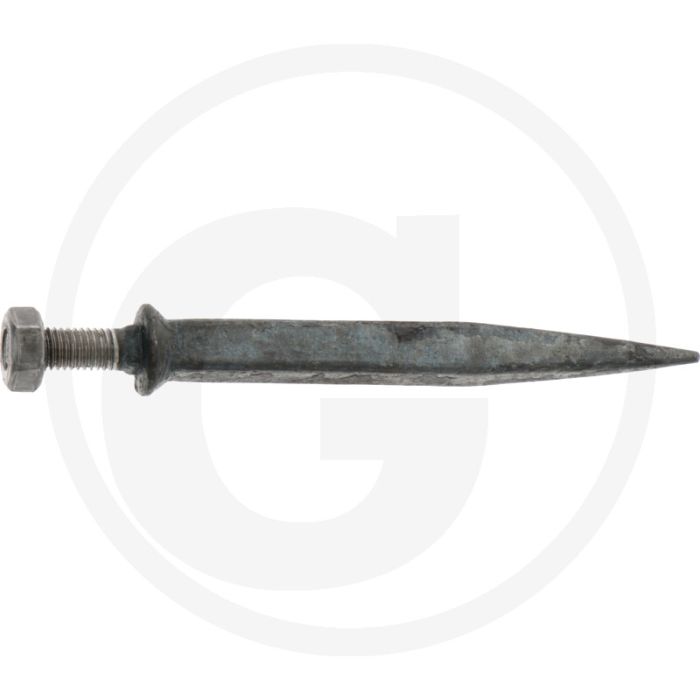 Eggetand met vierkante kop van nature hard, recht - lengte 130mm, materiaal boriumstaal