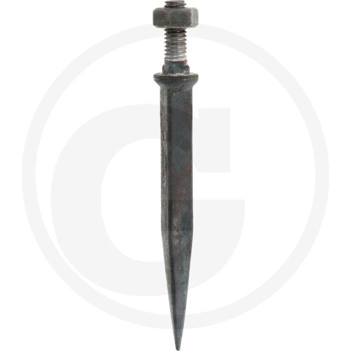 "eggetand met vierkant van nature hard, recht - l:150mm, a:15mm, b:13mm, c:1/2" x 40, draad:1/2", materiaal:boriumstaal"