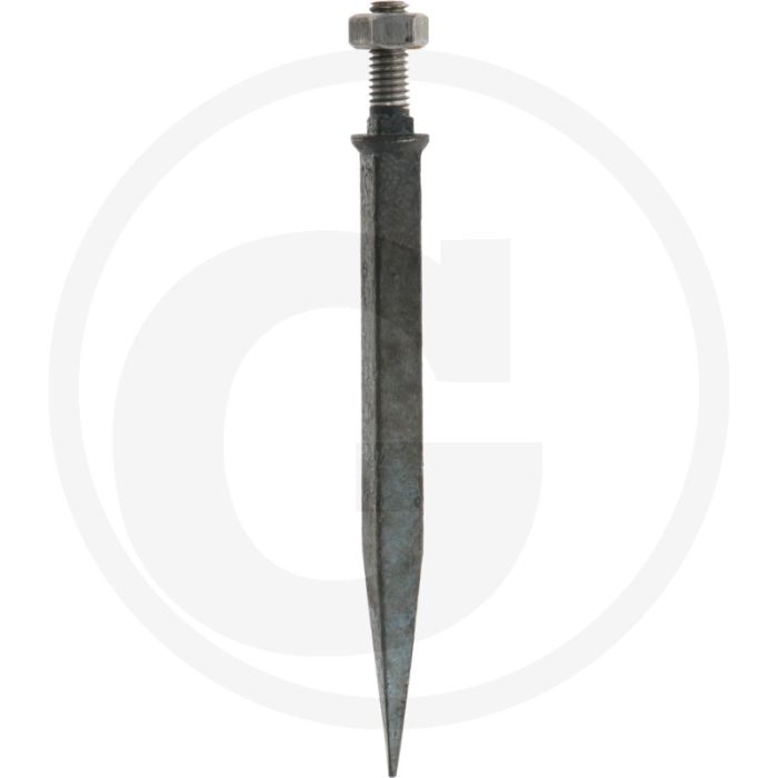 Eggetand met vierkant 1/2" van nature hard, recht - l:200mm, a:16mm, b:13mm, c:1/2" x 40, draad:12", materiaal: boriumstaal