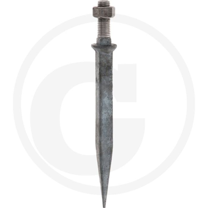 Eggetand met vierkant van nature hard, recht - lengte: 190mm, materiaal: boriumstaal