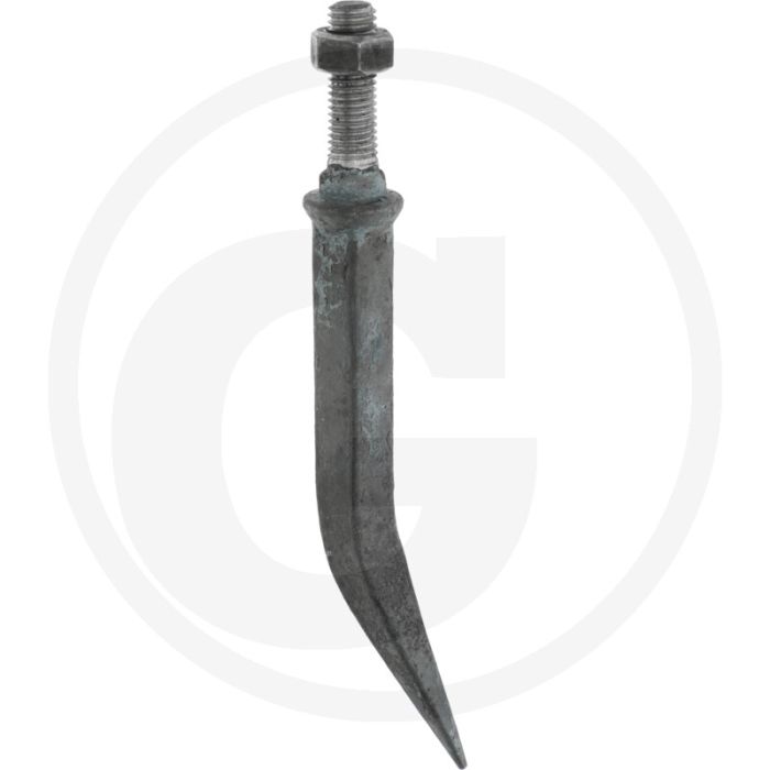 Eggetand met vierkante kop van nature hard, gebogen - l:180mm, a:18mm, b:15,5mm, c:m14 x 55mm, draad:m14, materiaal:boriumstaal