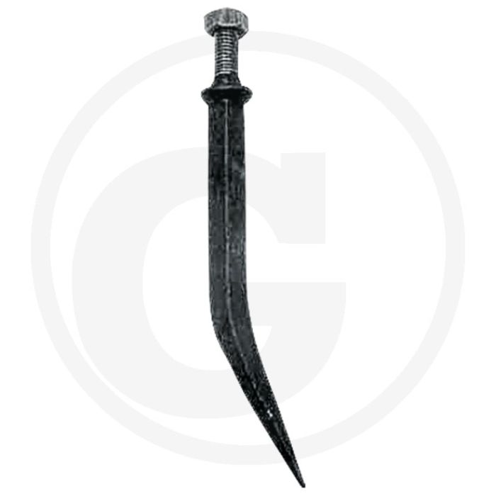 Eggetand van boorstaal met vierkant gehard, gebogen - l:180mm, a:18mm, b:15,5mm, c:m14 x 55mm, draad:m14, materiaal:boriumstaal