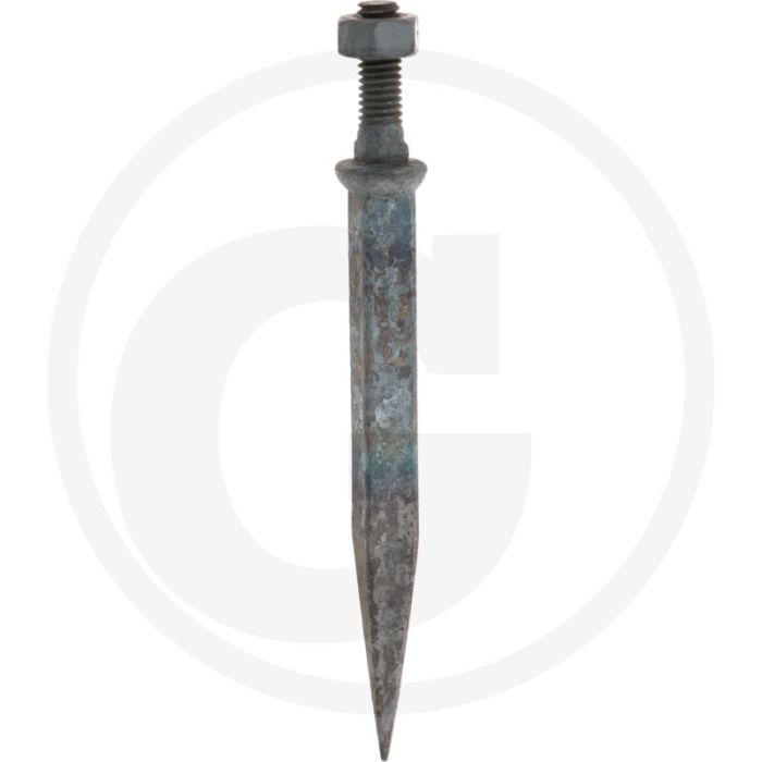 Eggetand, ovale aanzet haaks op gehard, recht - lengte: 190mm, materiaal: boorstaal