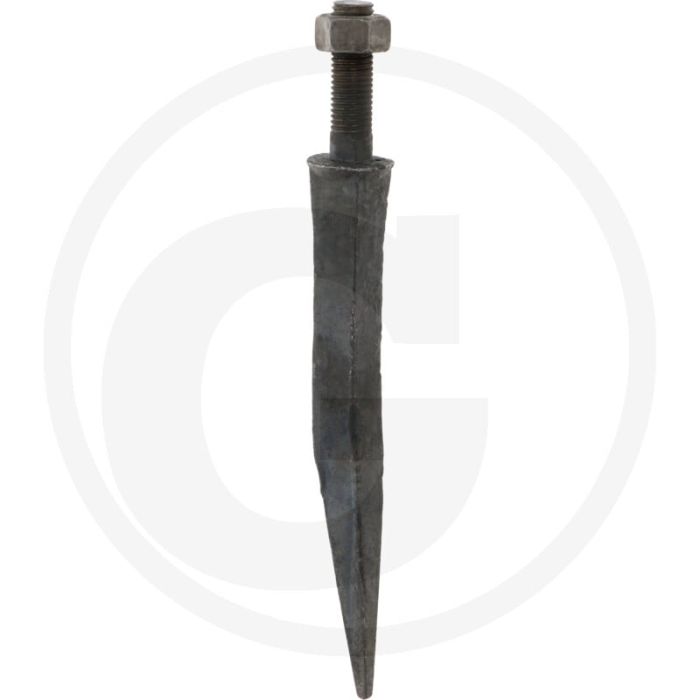 Eggetand, ovale aanzet in rijrichting gehard, gebogen - lengte 190mm, materiaal boorstaal