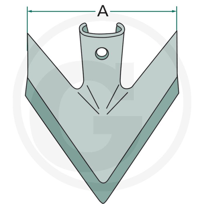 Ganzevoetbeitel - recht, 8mm dik, 304mm lang, 1 gat, voor vlakke cultivator