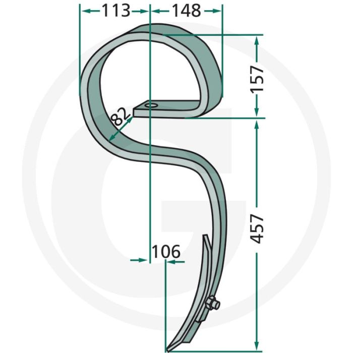 Cultivateur à dents ko460 - dimensions : 45 x 12 x 614 mm