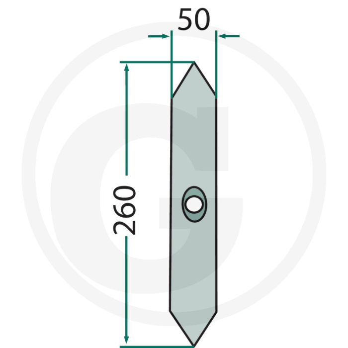 Schaar - afmetingen (mm): 260 x 50 x 6, dikte (mm): 6, aantal gaten: 1, werkbreedte (mm): 50, lengte (mm): 260