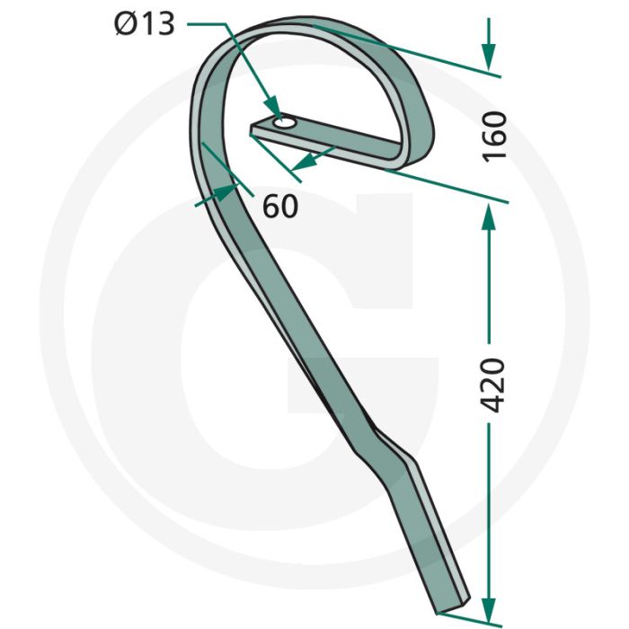 Sleeptand rechts - afmetingen: 32 x 10 mm
