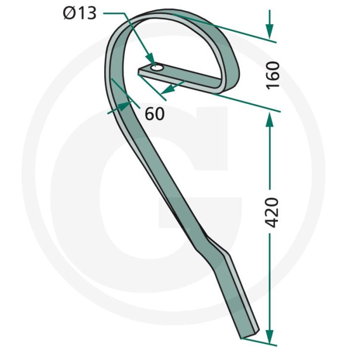 Sleeptand links - afmetingen: 32 x 10 mm