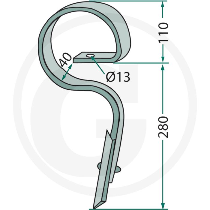 Cultivatortand kpl. mit schar "germinator" 32 x 10 mm