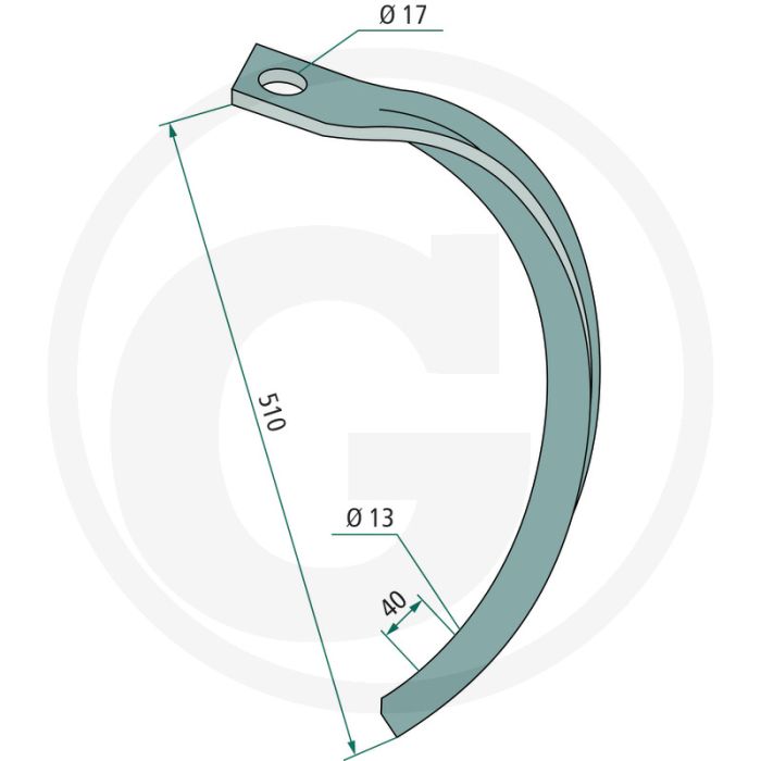 Partie inférieure dent de ressort - dimensions : 50 x 10 mm - convient pour : kongskilde