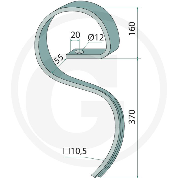Eggetand 32 x 12 - afmetingen: 32 x 12 mm, lengte: 430 mm