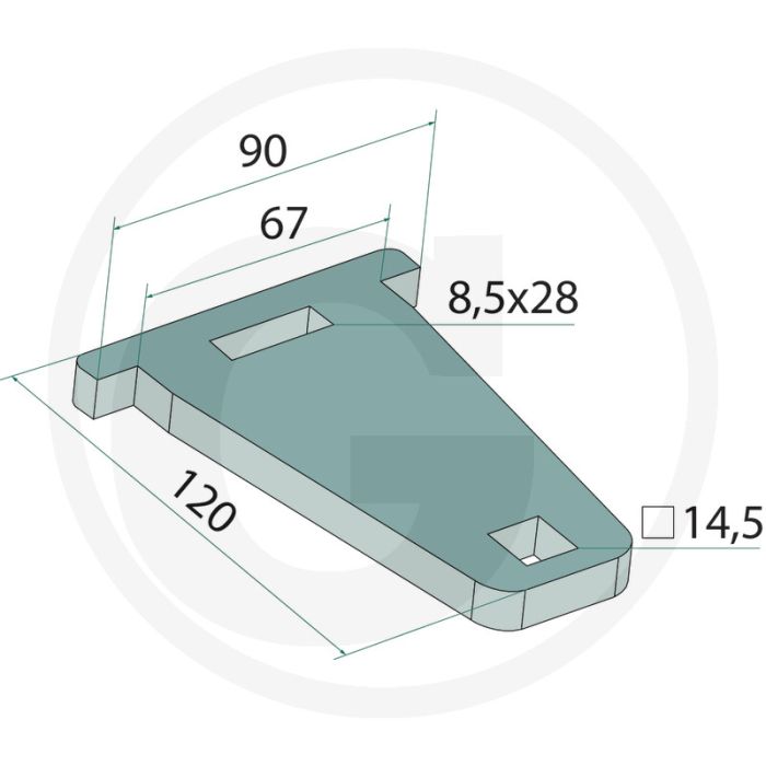 Plaat - afmetingen: 90 x 120 mm, type: prolander