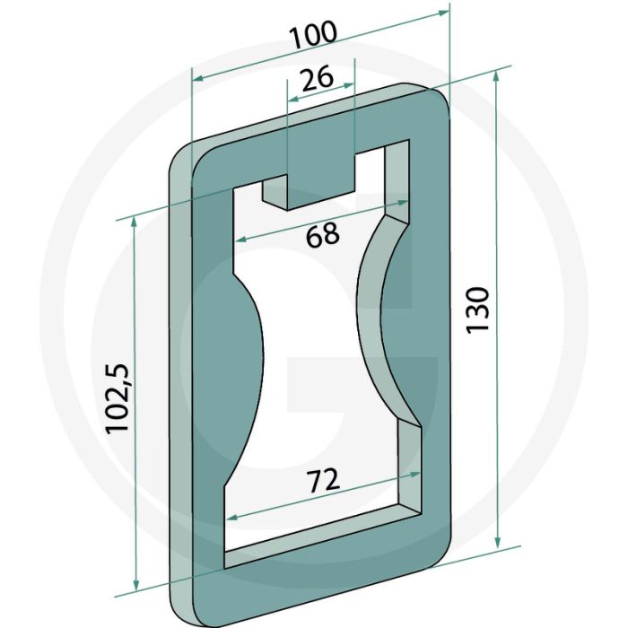Plaat - afmetingen: 100 x 130 mm, lengte: 130 mm, type: prolander