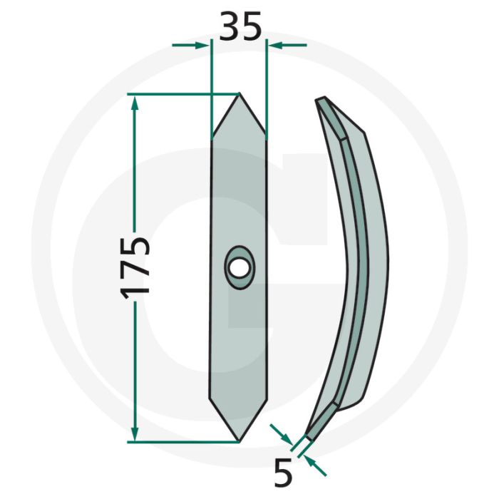 Beitel 175 x 35 x 5 mm dikte