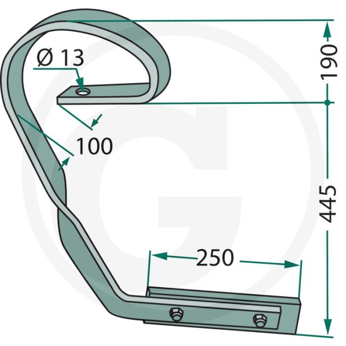 Sleeptand links, compl. met slijtdelen - afmetingen: 60 x 10 mm