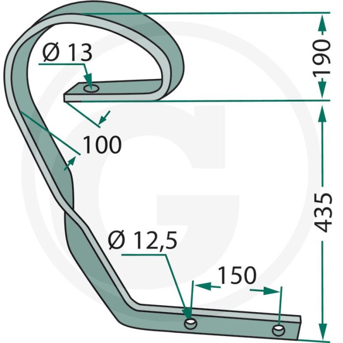 Sleeptand links - afmetingen: 60 x 10 mm