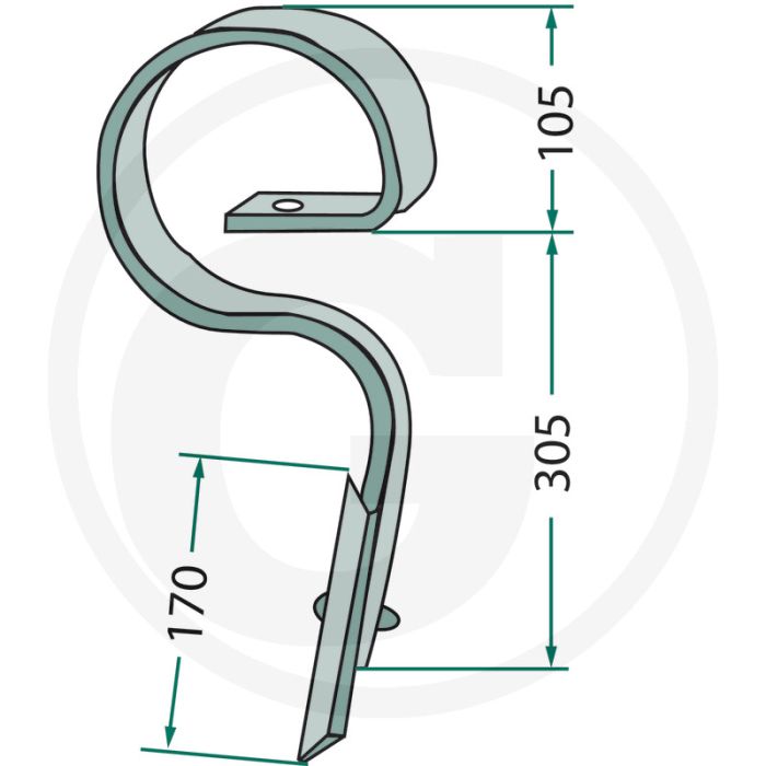 Cultivatortand 26 x 10 mm: afmetingen 26 x 10