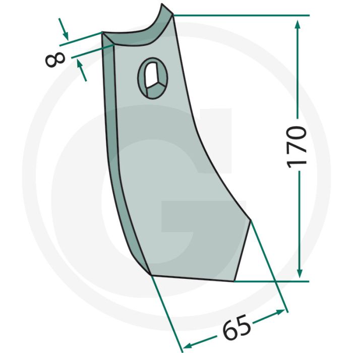 Beitel 170 x 65 x 8 mm - werkbreedte 65 mm