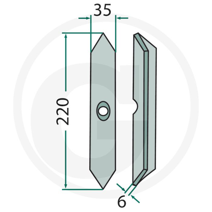 Dent de cultivateur avec boulon - convient pour amazon, kverneland, lemken, rabe, saphir - dimensions : 220 x 35 x 6 mm