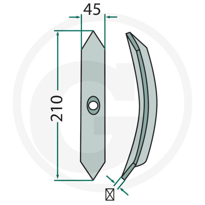 Schar 210 x 6 mm cultivatorbeitel met 1 gat