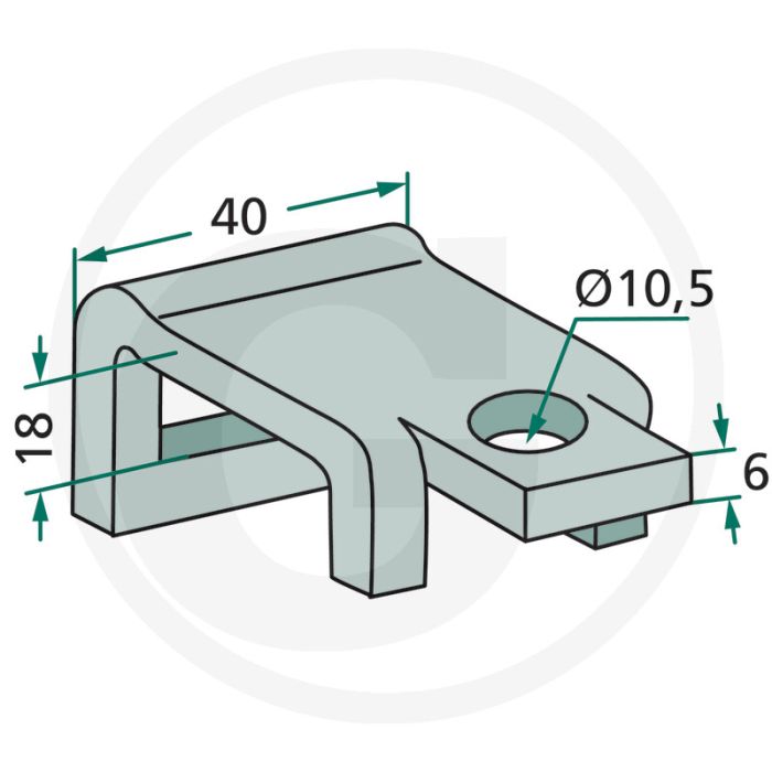 Houder voor tand (mm): 25 x 8 met montage tip
