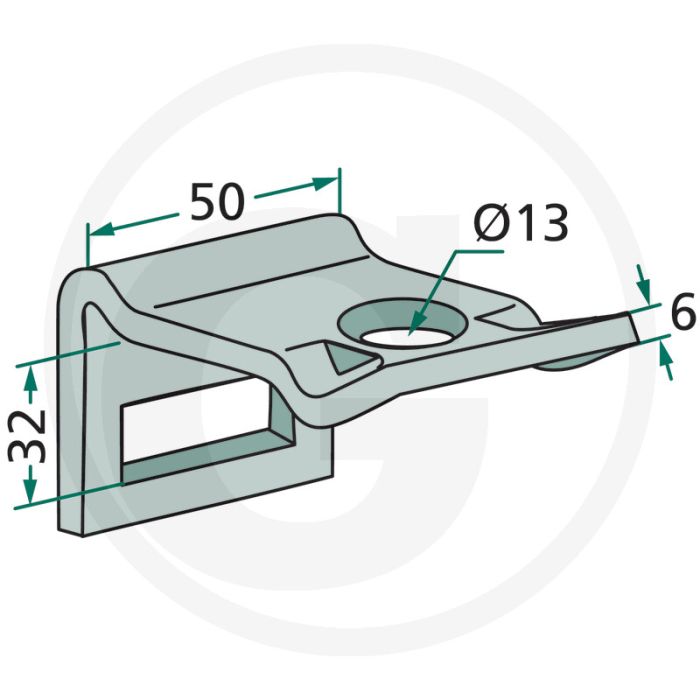 Halterung für Zahn (mm): 32 x 10