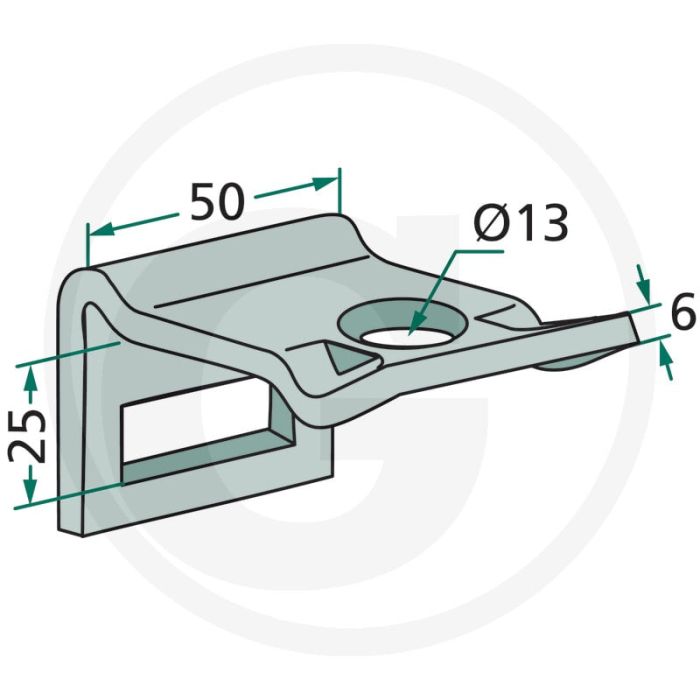 Houder voor tand (mm): 32 x 10