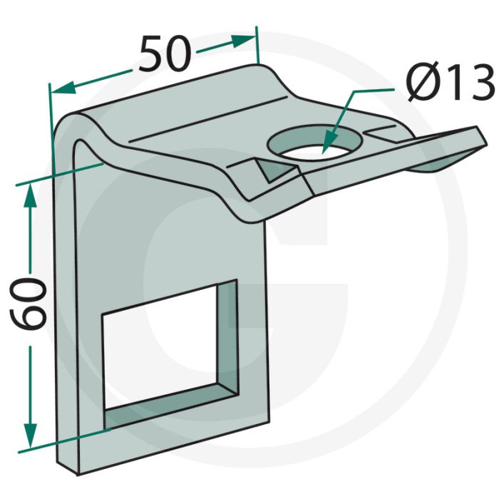Houder voor tand (mm): 32 x 10