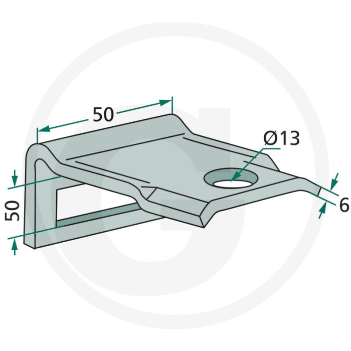 Houder voor tand (mm): 32 x 10, frame (mm): 50 x 40