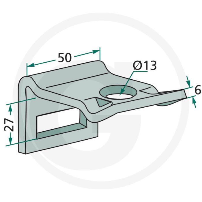 Support pour la dent (mm) : 32 x 12, cadre (mm) : 50 x 15