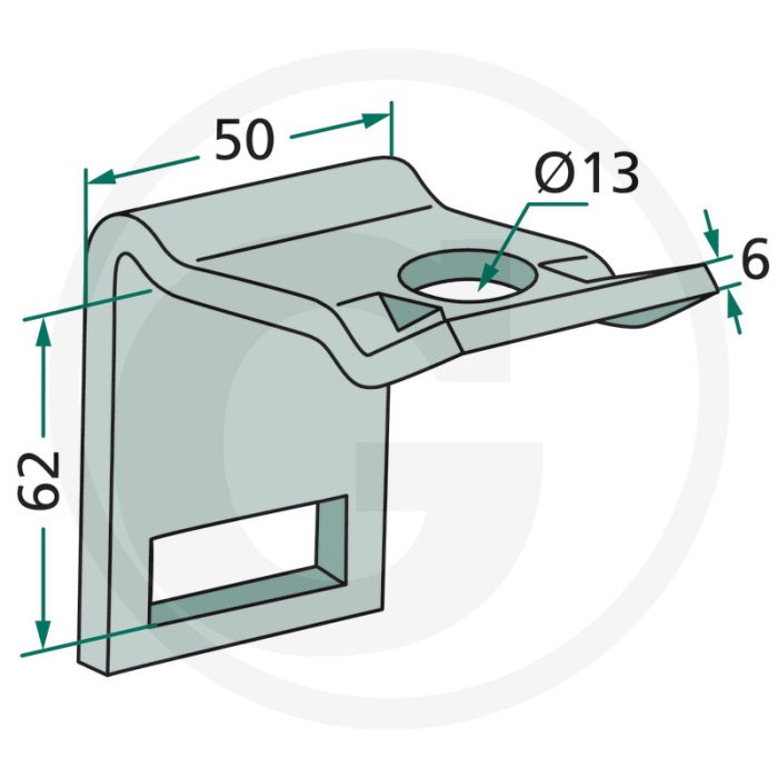 Houder voor tand (mm): 32 x 12