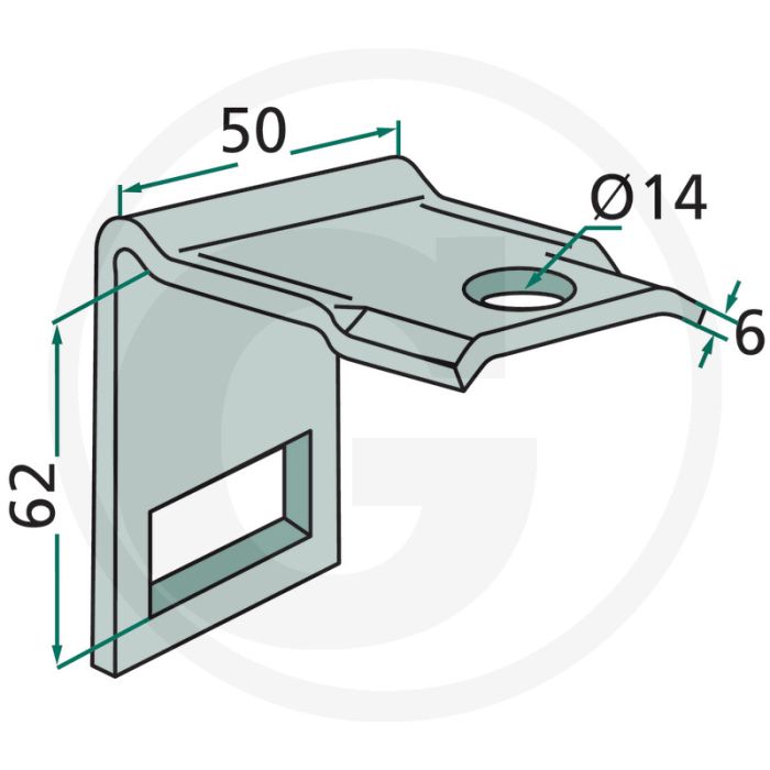 Houder voor tand (mm): 32 x 12, frame (mm): 50 x 50
