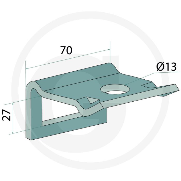 Houder voor tand (40 x 12 mm) met montage tip