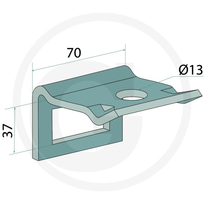 Houder met versterkingsveer 40 x 10 - voor tand (mm): 40 x 12