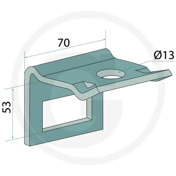 Houder met versterkingsveer 40 x 10 voor tand 40 x 12