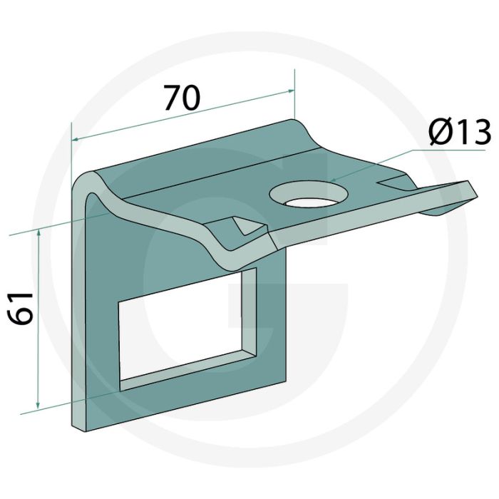 Houder met versterkingsveer 40 x 10 voor tand 40 x 12