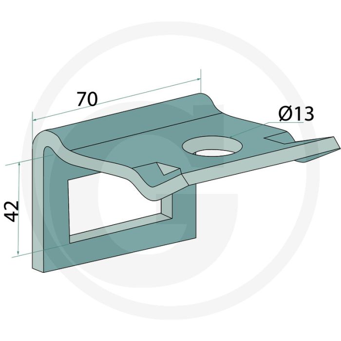 Houder met versterkingsveer 40 x 10 voor tand 40 x 12