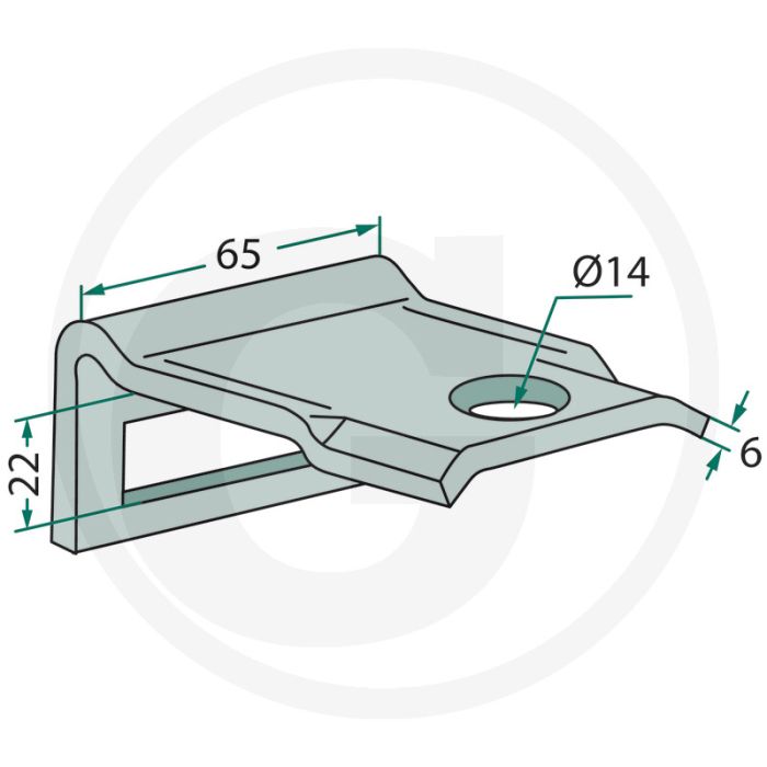 Houder voor tand 45 x 10 mm
