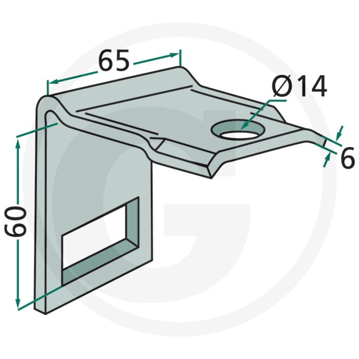 Houder voor tand (mm): 45 x 10, frame (mm): 50 x 50