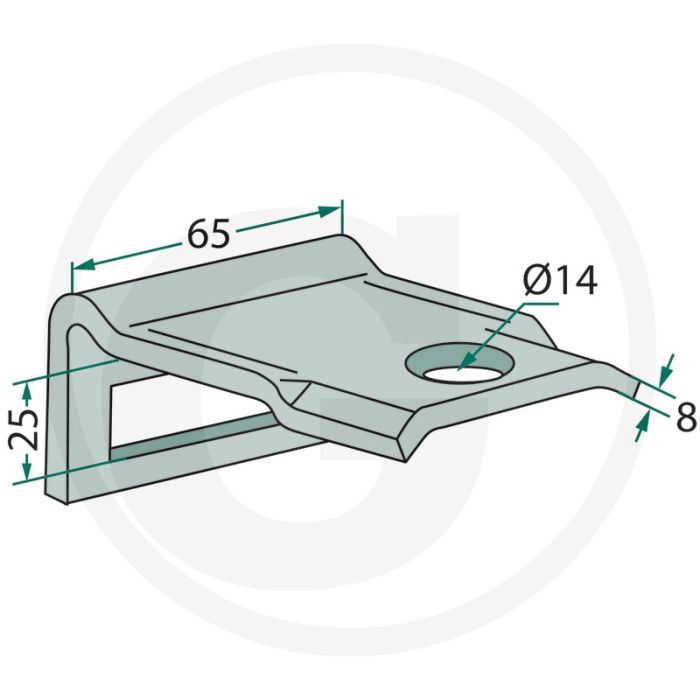 Houder voor tand (mm): 45 x 12 - montagetip: handmatig vastdraaien
