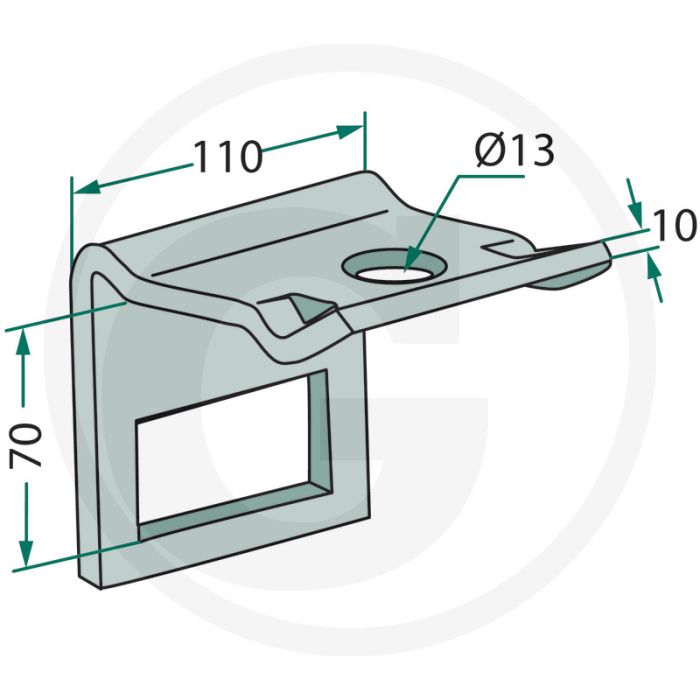 Houder voor tand (80 x 10 mm) met montage tip